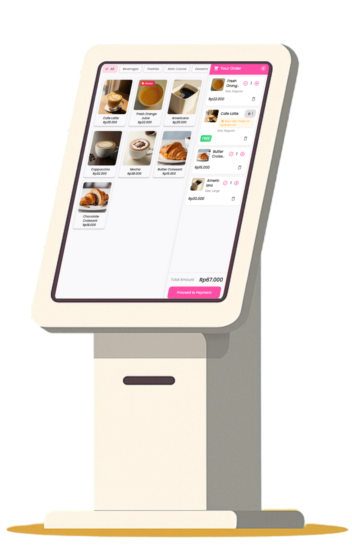 Smart Self Ordering Kiosk with AI POS System - Touchscreen Interface